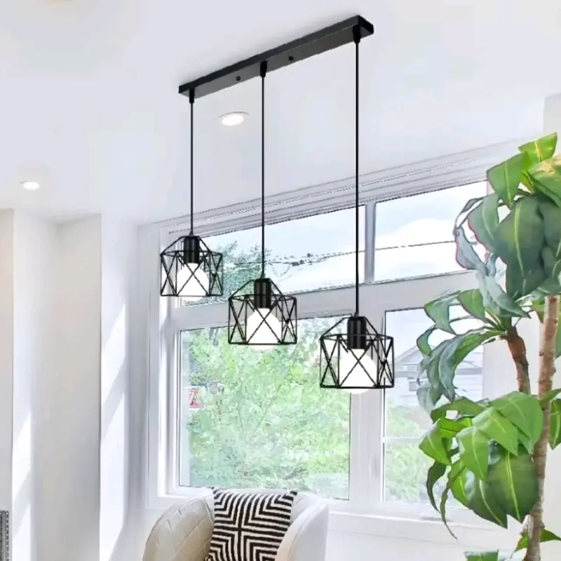 Lampu Gantung X Lampu Hias Gantung Lampu Gantung Minimalis Lampu Kamar Tidur Lampu Gantung Besi chandelier plafon bulat kap  lampu meja Hitam 3
