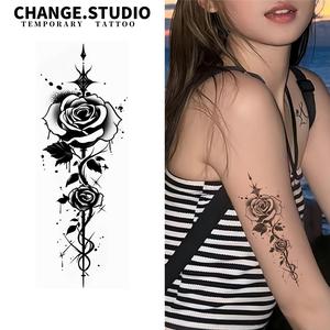 Tatu Sementara, Rekaan Bunga Mawar, Tahan 15 Hari, Kalis Air, Tidak Takut Melawan Geseran, dengan Pelekat Tatu