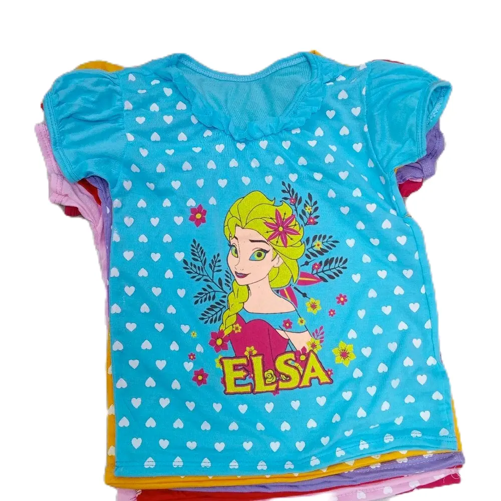 6pcs or 3pcs T-shirt Printed Kids for Baby Girl 5-7yrs old