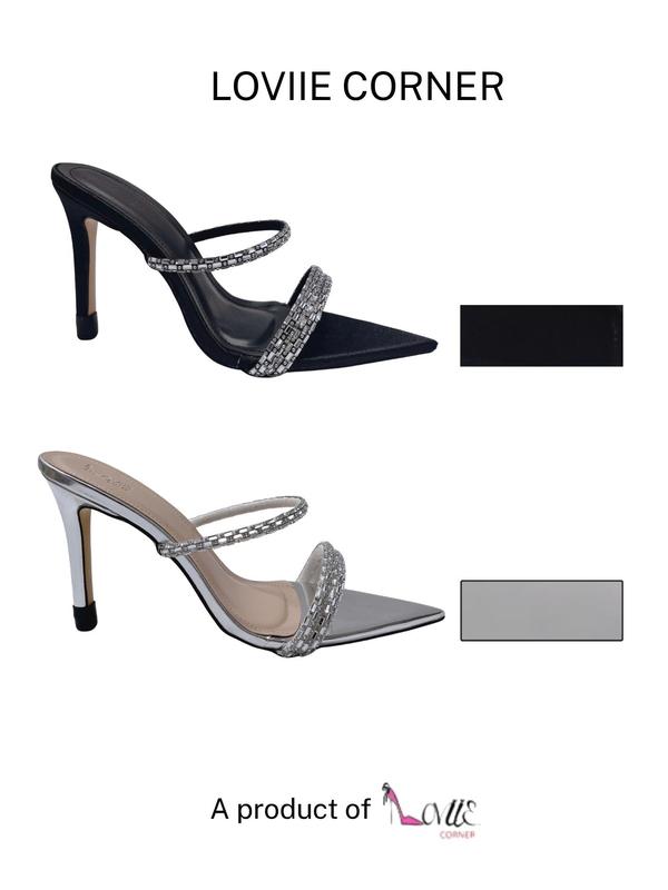 LOVIIECORNER GUỐC CAO GÓT NỮ MŨI NHỌN - GUỐC MULES QUAI ĐÁ HIỆN ĐẠI - GUỐC CAO GÓT ĐI TIỆC NHỌN 9 PHÂN DD231140