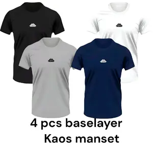 4 PCS BAJU MANSET BASELAYER LENGAN PENDEK KAOS OLAHRAGA GYM FITNETS UNISEX BB 45-80 KG