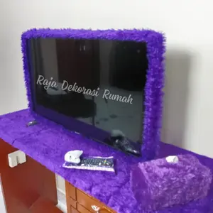 4 IN 1 Bando Sarung TV Ukuran 14 Inch - 32 Inch Taplak TV 150 cm x 50 cm Sarung Remot Karakter & Sarung Tisu Bulu Rasfur
