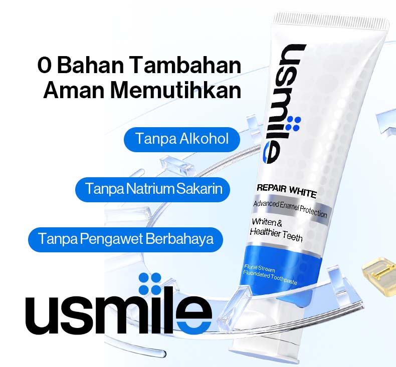 [Live] [Buat Gigi Sensitif] usmile Paket Oral Care Pasta Gigi Fresh White 110gr (Varian Random) & Repair White 100gr | Putih & Segar saat Siang Repair Enamel untuk Malam | Pemutih Gigi | Pasta Gigi Whitening | Nafas Segar | Gigi Sensitif