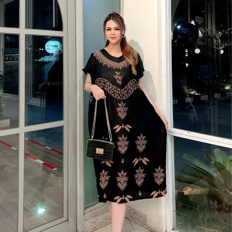 Daster Wanita Lowo Kekinian Resleting Depan Bumil Busui Friendly Motif Serat Kayu Sultan Bahan Rayon Premium Nyaman Tidur  Pendek Panjang Pendek Zipper Jepang Nyaman Kancing Renda Dress Serut Lembut 5