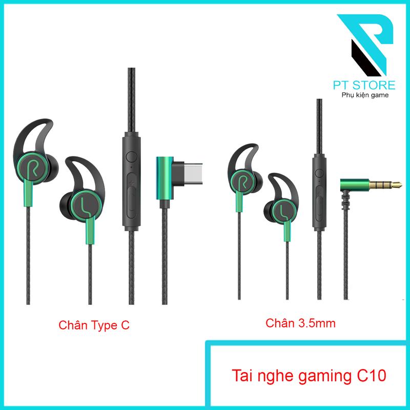  Tai nghe Gaming C10 - Có cả đầu Type C và 3.5mm - Thích hợp chuyên gaming - Âm thanh hay nghe rõ tiếng game trái phải   chân Type C Không xài cho điện thoại samsung   