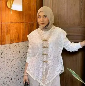 OUTER VEST BRUKAT VINTAGE KEKINIAN SPESIAL PUTIH Muslim Baju Cardigan Atasan Wanita Hitam Panjang Remaja Dewasa Kardigan Casual Rayon Oversize simple
