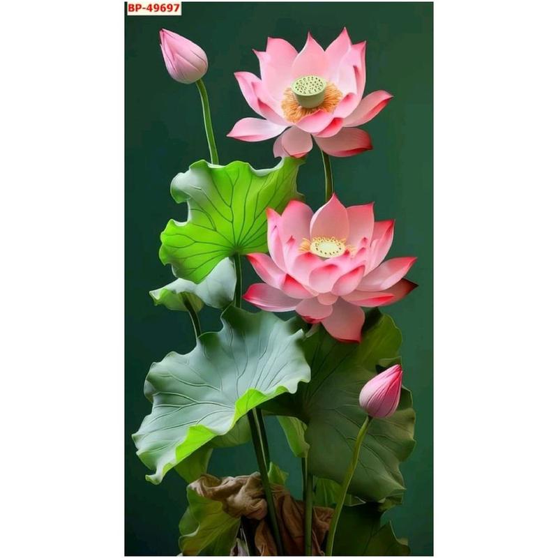 Tranh hoa sen dán tường VẢI LỤA KÈM KEO DÁN