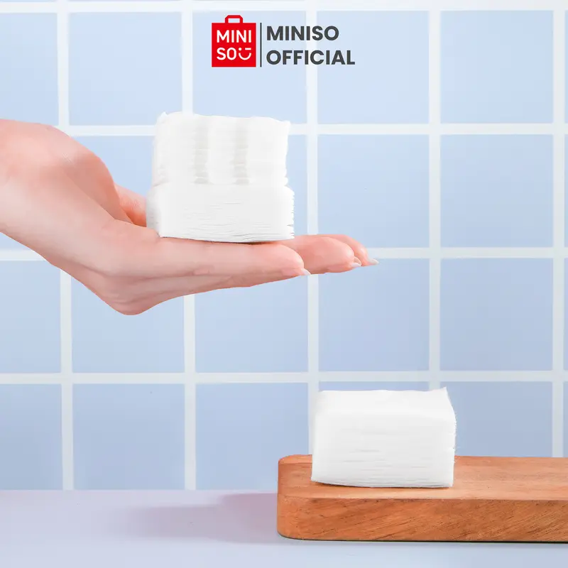 MINISO Facial Cotton Pads 75pcs Tebal + 400pcs Tipis Kapas Pembersih Makeup Make Up Bantalan Kapas Kotak Kapas Pembersih Wajah Kapas Kecantikan 3