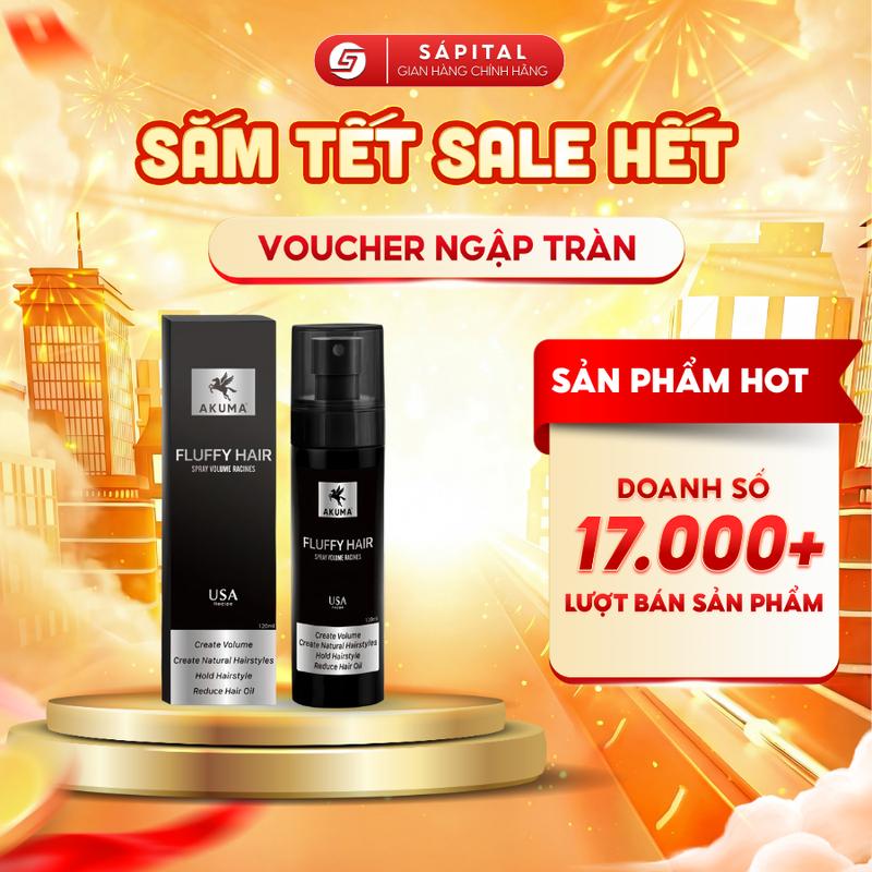  Akuma Xịt Tạo Phồng Akuma Fluffy Hair 120ml - Tóc Bồng Bềnh Giữ Nếp Tự Nhiên Hương Gỗ Sang Trọng Phù Hợp Cho Nam & Nữ 