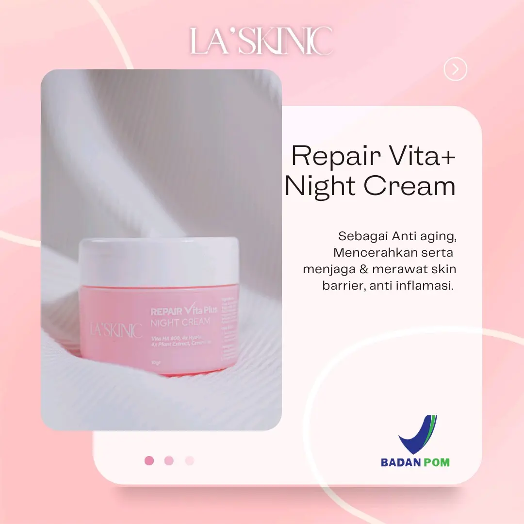 Night Cream Repair Vita Plus Wajah Untuk Mencerahkan, Menjaga & Merawat Skin Barrier Aman untuk Segala Jenis Kulit Termasuk Acne Bruntusan Flek Anti Aging
