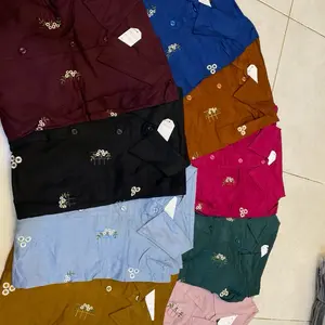 Baju kemeja katun twil bunga mawar