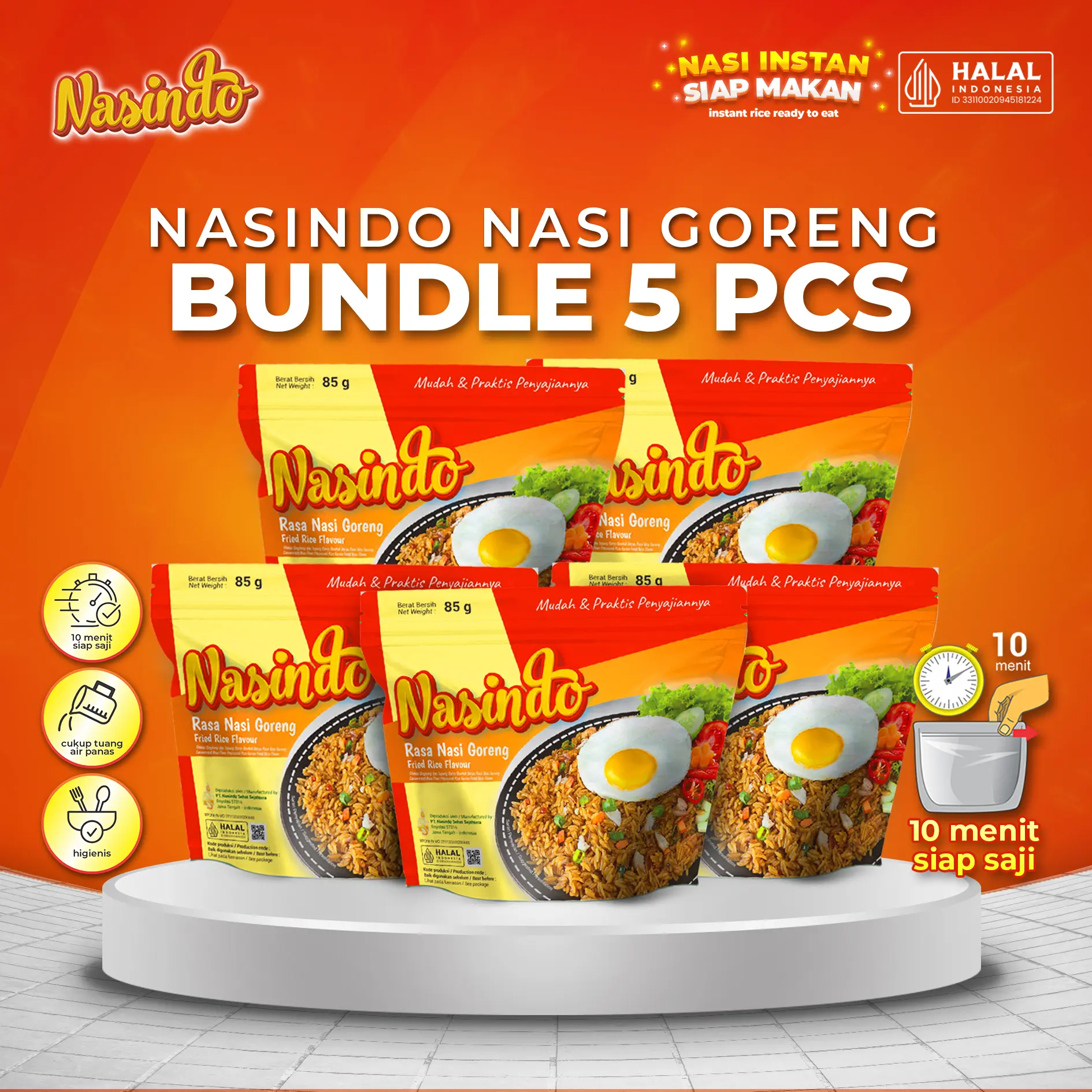 Bundle 3 pcs, 5pcs & 10pcs - Nasindo Nasi Instan Rasa Nasi Goreng ...