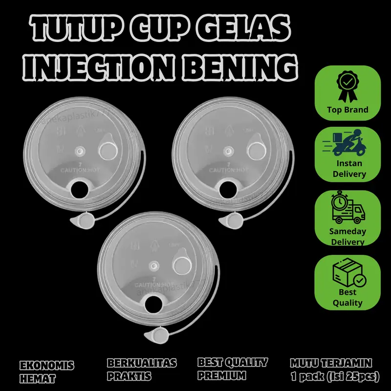 25pcs TUTUP GELAS CUP INJECTION TEBAL DAN BENING Tutup Cup Tutup Sambung Gelas Cup Kekinian tutup gelas anti tumpah Minuman Plastik 0