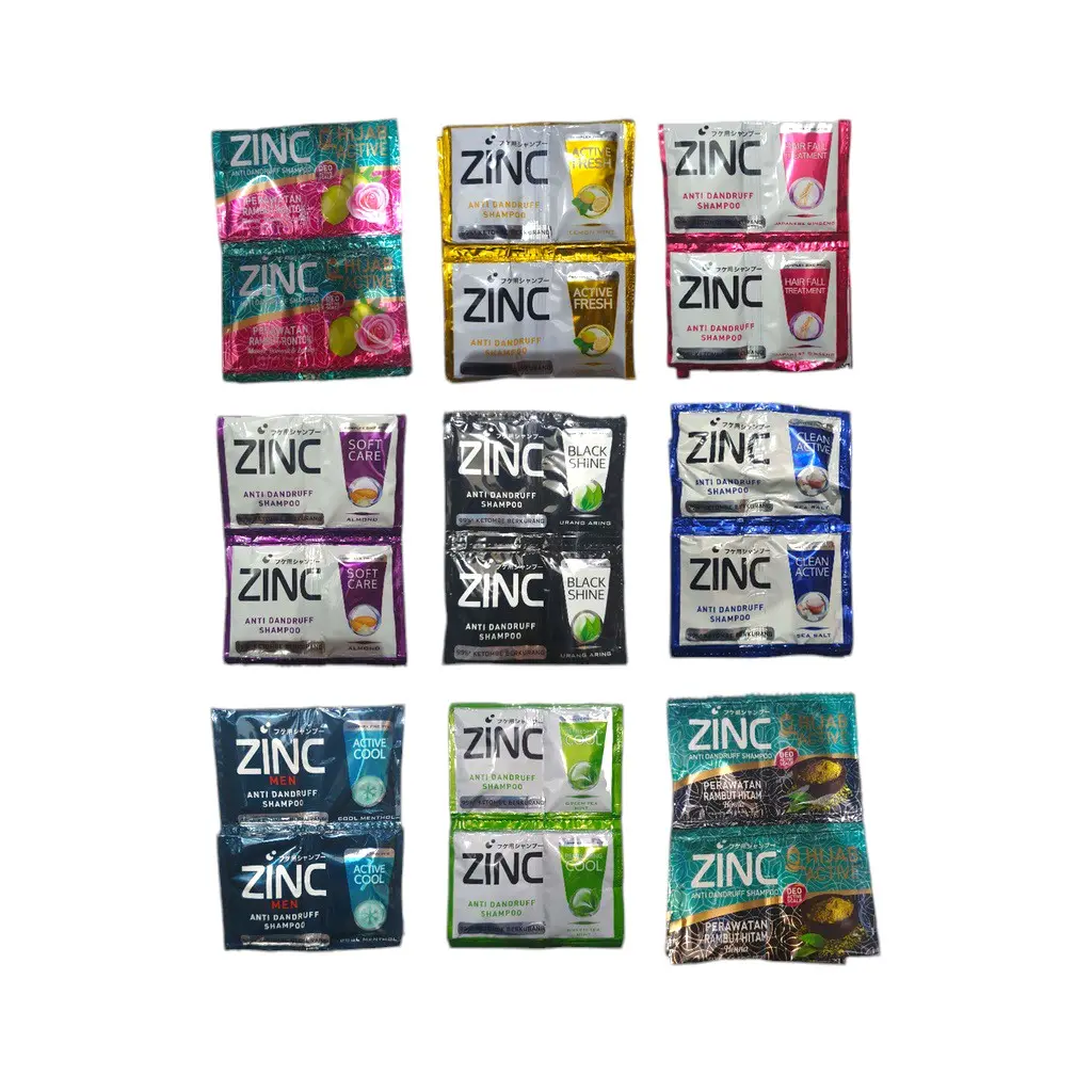 Shampo Zinc Sachet 10 ml (1 Renceng Isi 12 Sachet / 24 Pcs) Shampoo Conditioner Ketombe Kotoran Membersihkan Perawatan Haircare Berminyak Sampo Merah