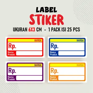 isi 25 pcs STIKER HARGA UKURAN KECIL 6X3 CM ANTI AIR BAHAN VINYL Nama