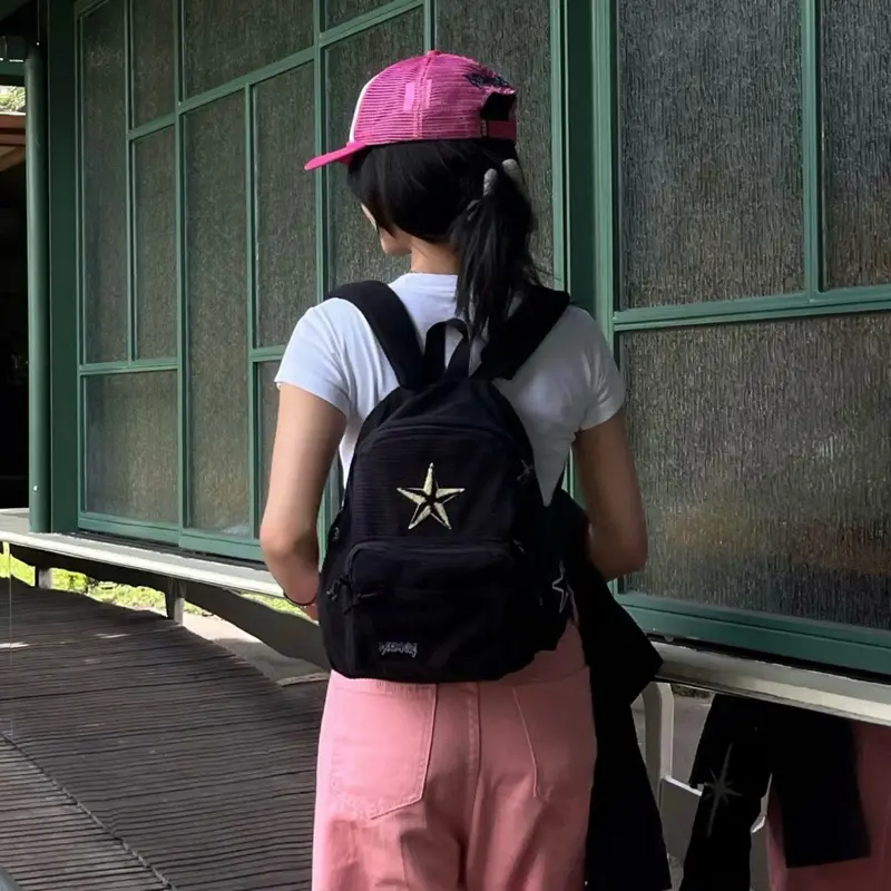 Mini Backpack Enamor Corduroy DeepNeve Black Tas Ransel Mini Enamor Corduroy Deepneve Hitam 0