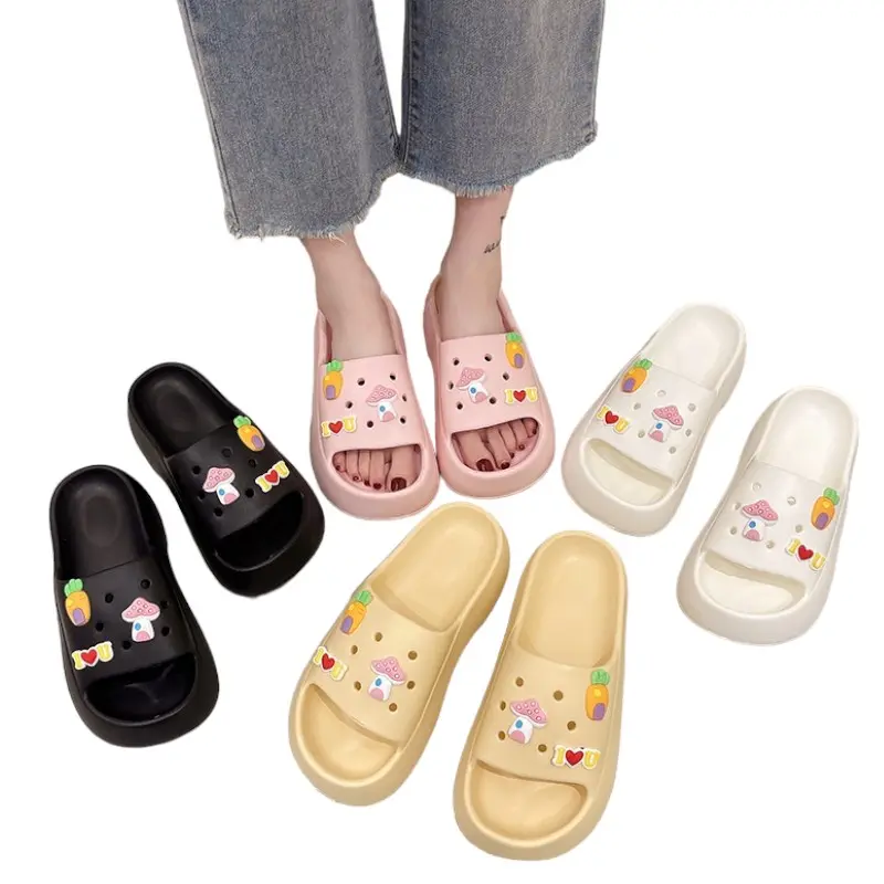 Sendal Baim Wanita Ringan Mainan Di sandal Bisa Di Pasang Sendiri Anti Slip PVC007 Pink Putih Hitam Perempuan Shoes 8