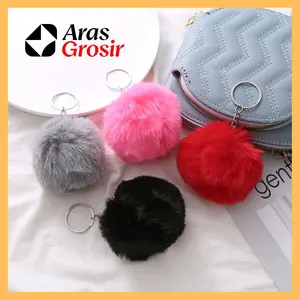 ARAS GROSIR - Gantungan Tas gantungan kunci pompom bulu harga pedagang Bagcharm Alphabet