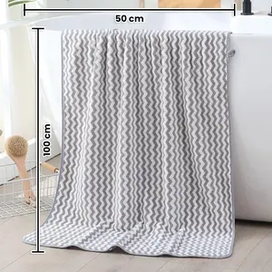 Handuk Mandi PENTHOUSE Salur 50x100 cm Ternurah Handuk anak / Microfiber Towel / Bisa COD Abu Biru