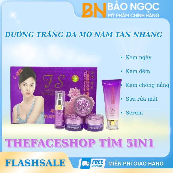Bộ mỹ phẩm The face shop tím Hàn Quốc dưỡng trắng da, mờ nám, tàn nhang