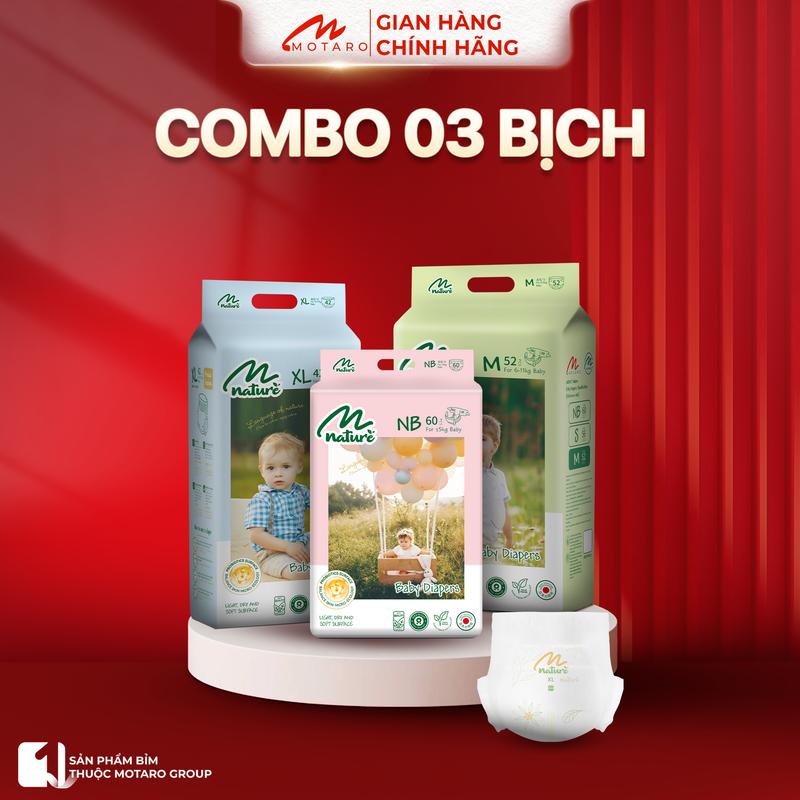 KHÔNG QUÀ 3B NATURE BẢN MỚI COMBO 3 Bịch Tã Bỉm Dán Quần MOMO NATURE 2025 Công Nghệ Đai Quần Siêu Mềm Mỏng Thoáng Khí
