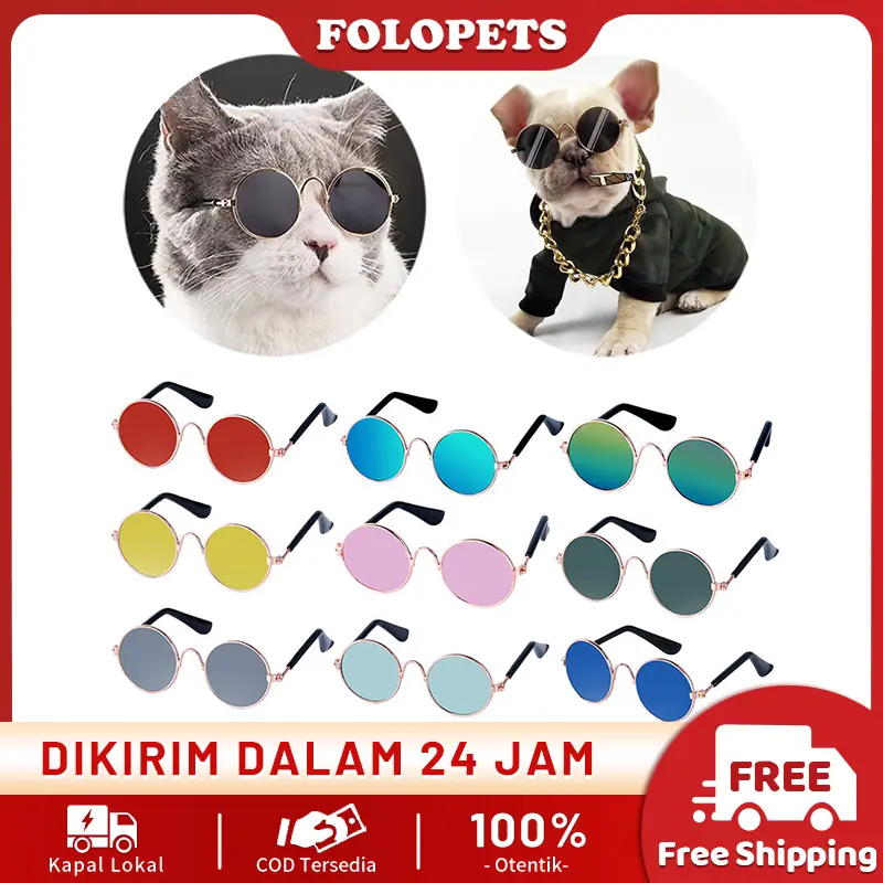 FOLOPETS Fashion Pet Kacamata Anjing Lucu Kacamata Kucing Kacamata Puppy Kacamata Pelindung Mata Kucing Cat