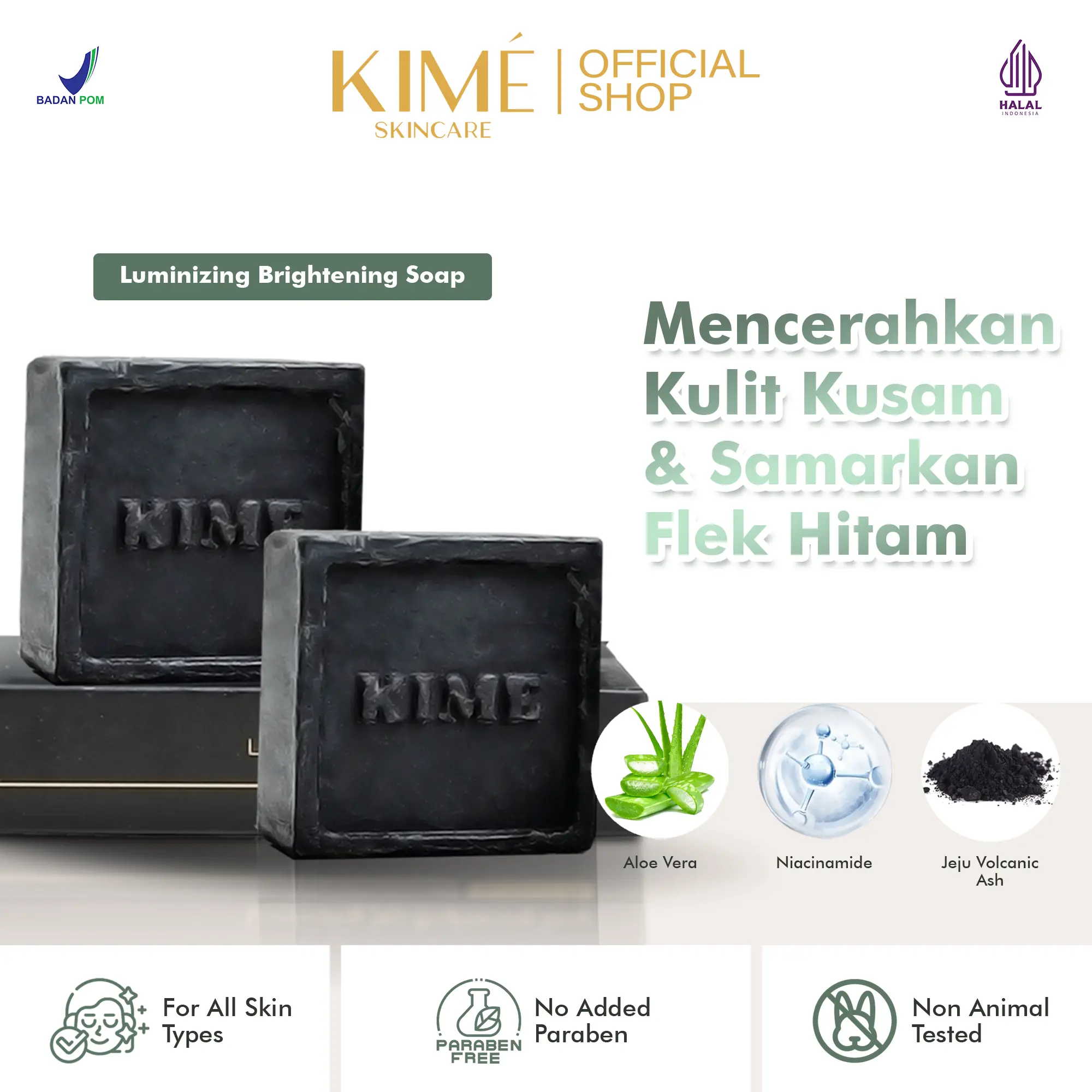 Kime Skincare Luminizing Jeju Brightening Soap | SOAP BAR | Sabun Batang Muka | Samarkan Noda Hitam Wajah | Sabun Wajah | SABUN CUCI MUKA GLOWING | Jeju Brightening Soap