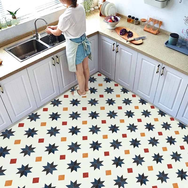 100CM Kertas dinding pelekat sendiri untuk lantai tandas jubin tebal, Dcor, dapur, bilik mandi, pelekat tidak licin, Waterpoof Wallpaper