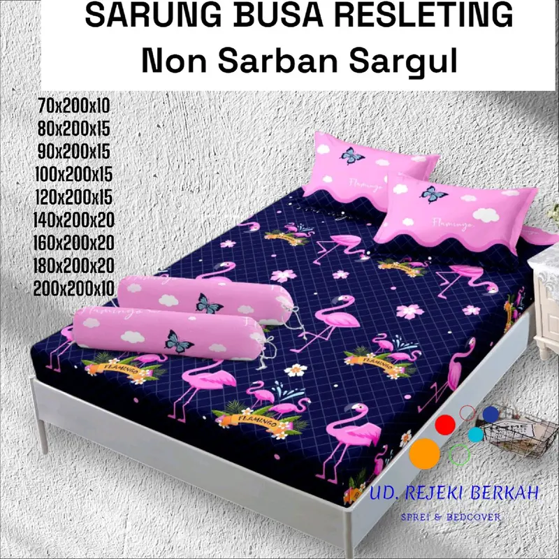 Sarung Kasur Busa Resleting Polyester Halus & Lembut Kain 200/180/160/140/120/100/90/80/70 Non Bantal Guling Non Bedcover 5