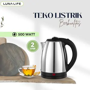 LUNALIFE Teko listrik LK502 Kapasitas 2L Pemanas Air Stainless Elektrik Kettle 500 Watt Daya Rendah