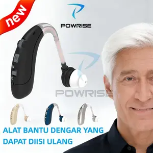 POWRISE ALAT BANTU DENGAR peningkatan chip rechargeable mini usb baterai tahan lama simple orang tua