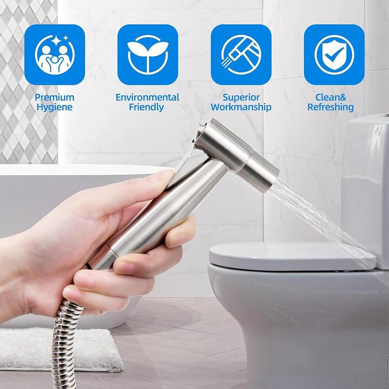 Product Introduction of Stainless Steel Handheld Toilet Bidet Sprayer, 1 Set Adjustable Water Pressure Control with Bidet Hose, Bathroom Bidet Sprayer for Pet Wash 9