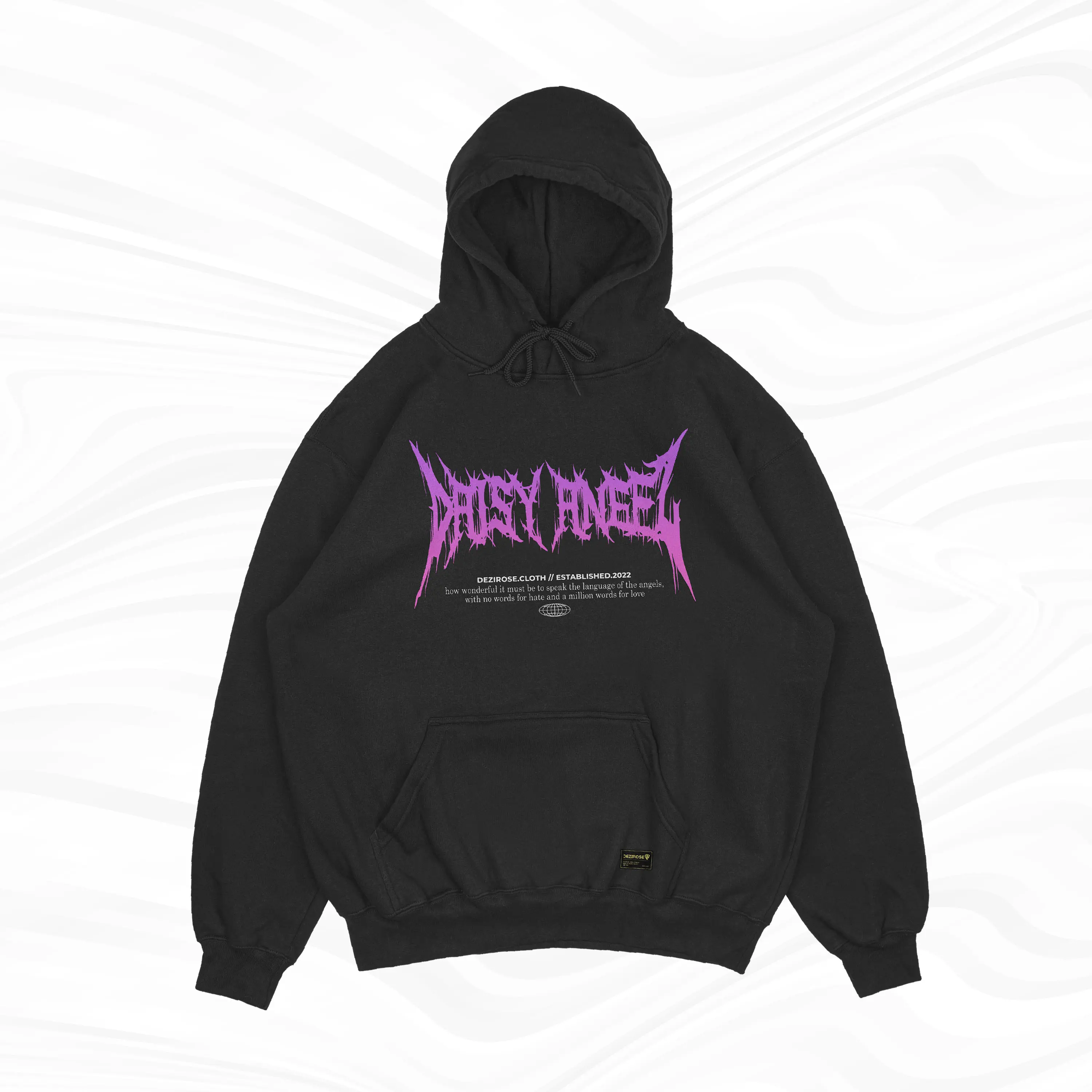 Dezirose Hoodie Daisy Angel - Hitam Sweater Hoodie Pria Distro Fleece Tebal Premium 280gsm Size M-XXL Unisex