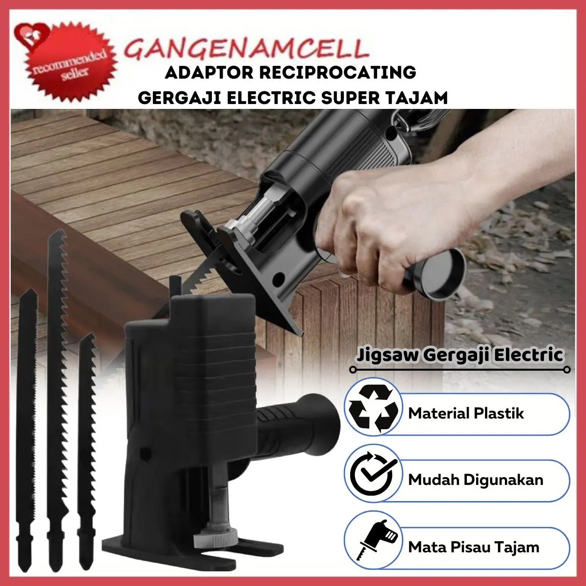 Adaptor Reciprocating Jigsaw Gergaji Elektrik Pemotong Kayu Anti Karat