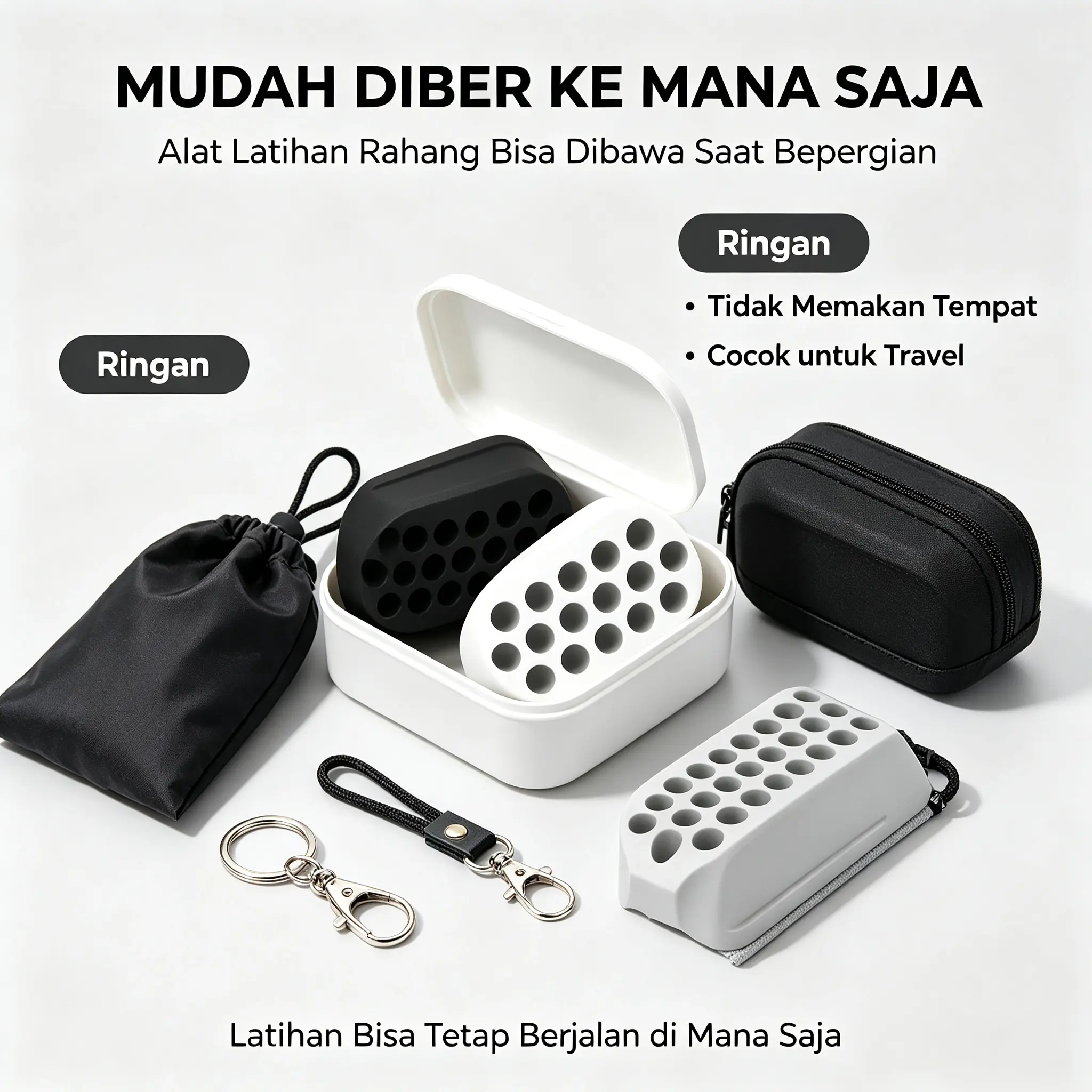 Bola latihan otot rahang portabel silikon, alat senam wajah pembentuk wajah kecil V‑line, alat mengunyah latihan rahang bawah, peralatan kecantikan wajah yang cocok dibawa saat bepergian jauh, perjalanan dan liburan.