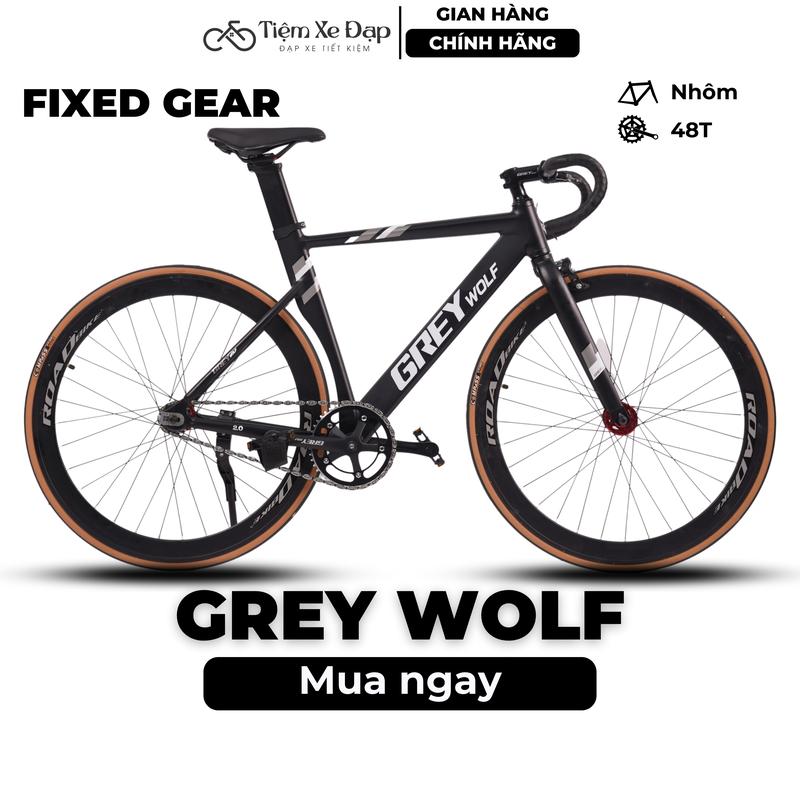  GREY Wolf Fixed Gear tặng phanh phụ khung nhôm không mối hàn,xích hạt Đậu,Đùi Đĩa Nhôm CNC 5 chấu Sports 