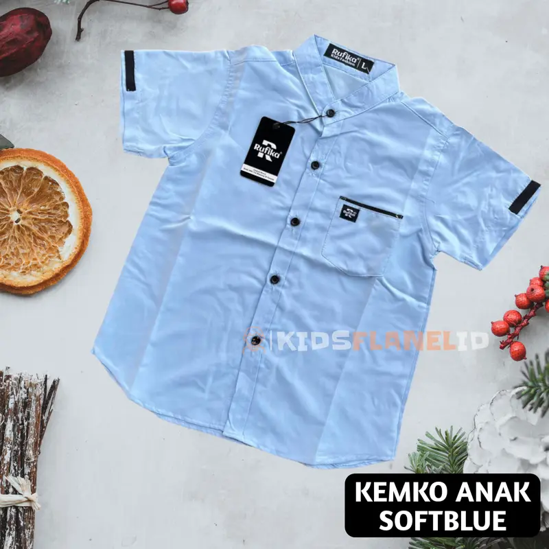 COD Kemeja Koko Anak Laki-laki Polos Lengan Pendek Bahan Katun usia 2 3 4 5 6 7 8 9 10 Tahun KF043 2