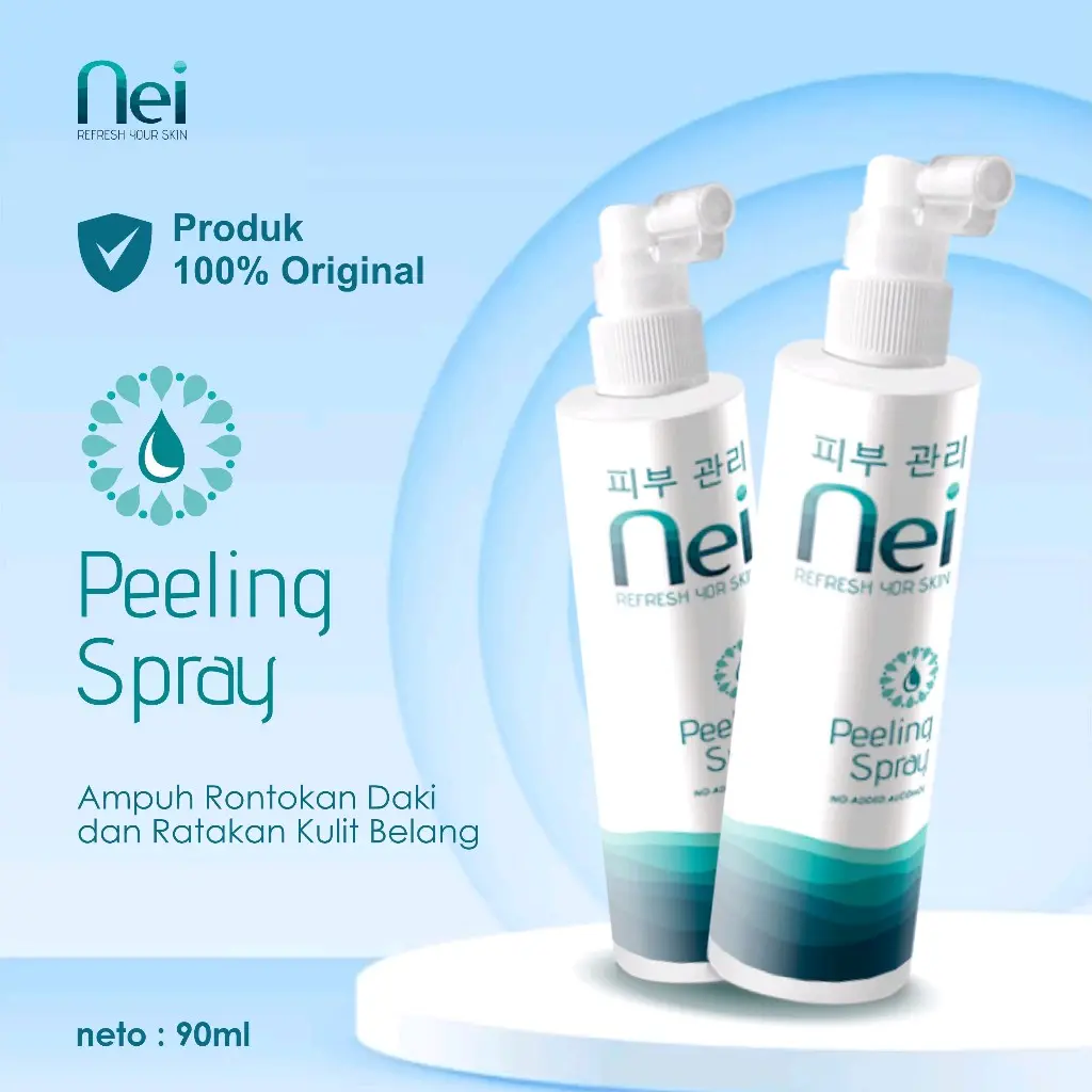spray nei peeling (2botol) 100% asli merontokkan daki dan mencerahkan kulit di kelipatan