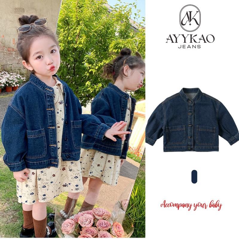 Áo khoác Jeans Dài Tay Cho Bé Trai và Bé Gái từ 10kg đến 30kg - Ayykao