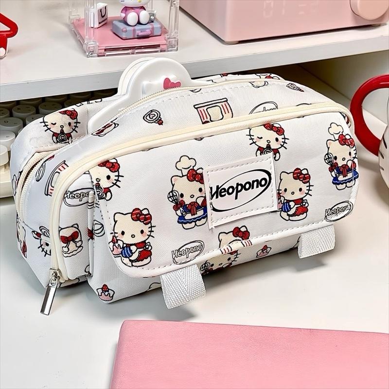 Túi bút hello kitty HEOPONO chất liệu vải in hình sắc nét đựng bút thước máy tính casio