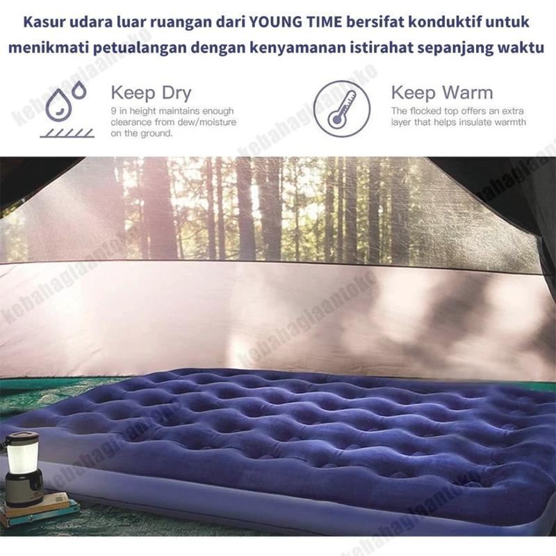 Bestway Kasur Angin Queen Size kasur portable Travelling Kasur Tiup Biru Kasur Angin Double/Kasur Angin Double Murah Single Kasur Berkemah Camping Lipat Tiup Portable/Matras Kasur Angin Karet Sofa Bed Pompa Angin Listrik Pompa Kasur Angin + pompa 5