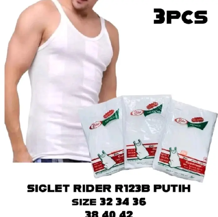 NAFIREL - 3 PCS - Singlet Rider - Kaos Dalam Pria - Original - Singlet Dewasa - R 123B - Khusus Putih celana dalam cowok 0