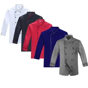 Baju Chef Baju Koki Chef Jacket Lengan Panjang Pria Wanita Warna Hitam Putih Merah Abu Navy Seragam Kerja Safety
