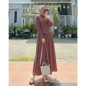 Sheila one set rok stripe salur atasan wanita bahan adem