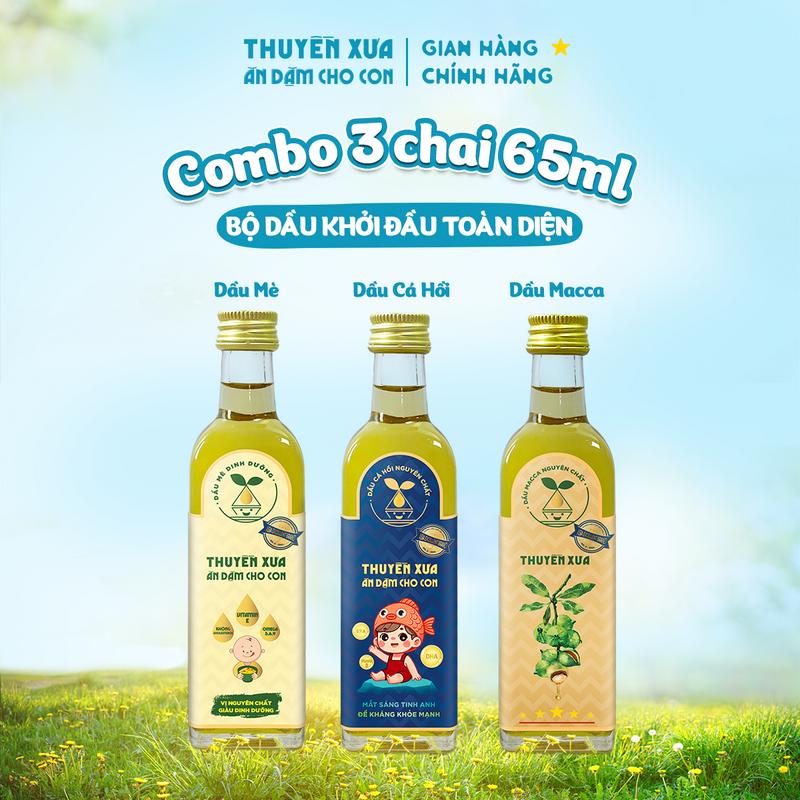 COMBO 3 Dầu Mè - Cá Hồi - Macca Ăn Dặm Thuyền Xưa - 65ml