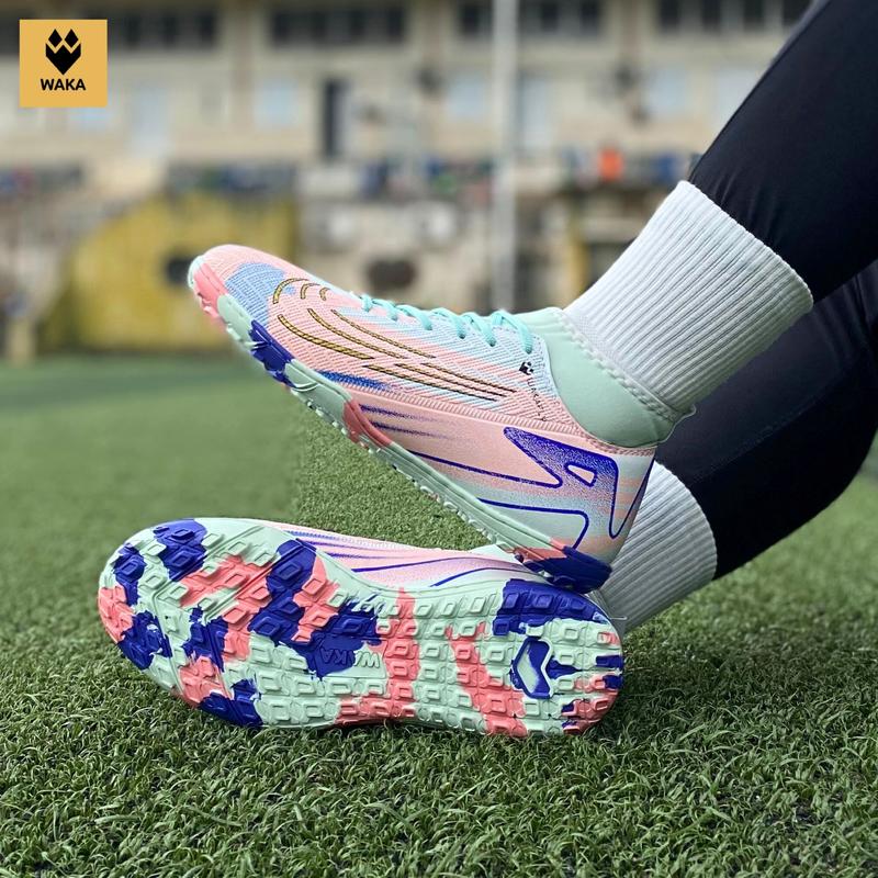 [TẶNG QUÀ] Giày bóng đá cổ cao WAKA đế cao su lót đệm EVA_Giày đá bóng cổ cao Wakafly cho sân nhân tạo  (khâu đế). Sport Giày Thể Thao Đá Banh Sneaker Tập Thể Dục