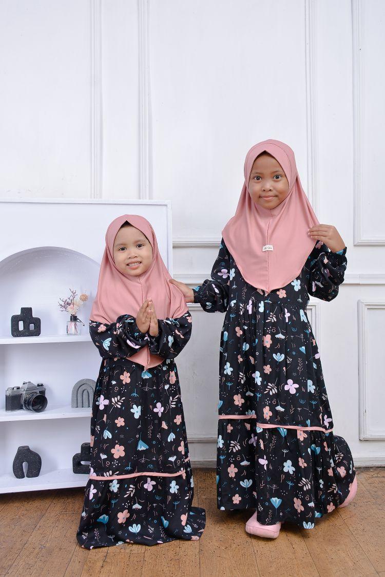 Product Introduction of set gamis & hijab anak Bunga Katun Muslim Dress Panjang Baju Motif 16