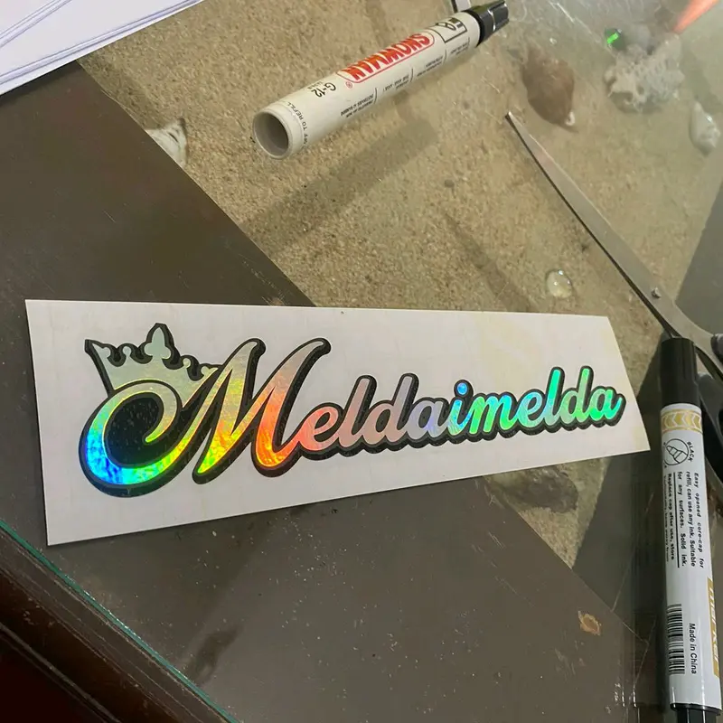 cutting sticker beground hitam custom nama mahkota hologram 1