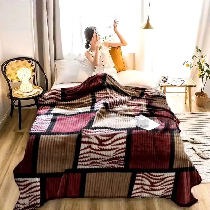 Selimut Bulu Halus 180X200 Motif Embos 3D Salur Abstrak Keren Terlaris Murah Asriyasashii  Berkualitas Kado 1