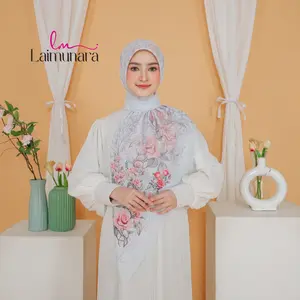 LAIMUNARA - FLEUR Hijab Segi Empat Voal Sublime Premium 130x130 & 115x115 Motif Syar'i Tidak Pudar Bahan Lembut Ringan Voal Basic Lasercut